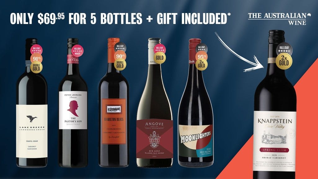 <p>
	Enjoy five Australian wines for $69.95 + a bonus gift*
</p>
